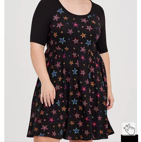 SKATER DRESS - SUPER SOFT STARS BLACK SIZE 00 - Picture 2 of 11